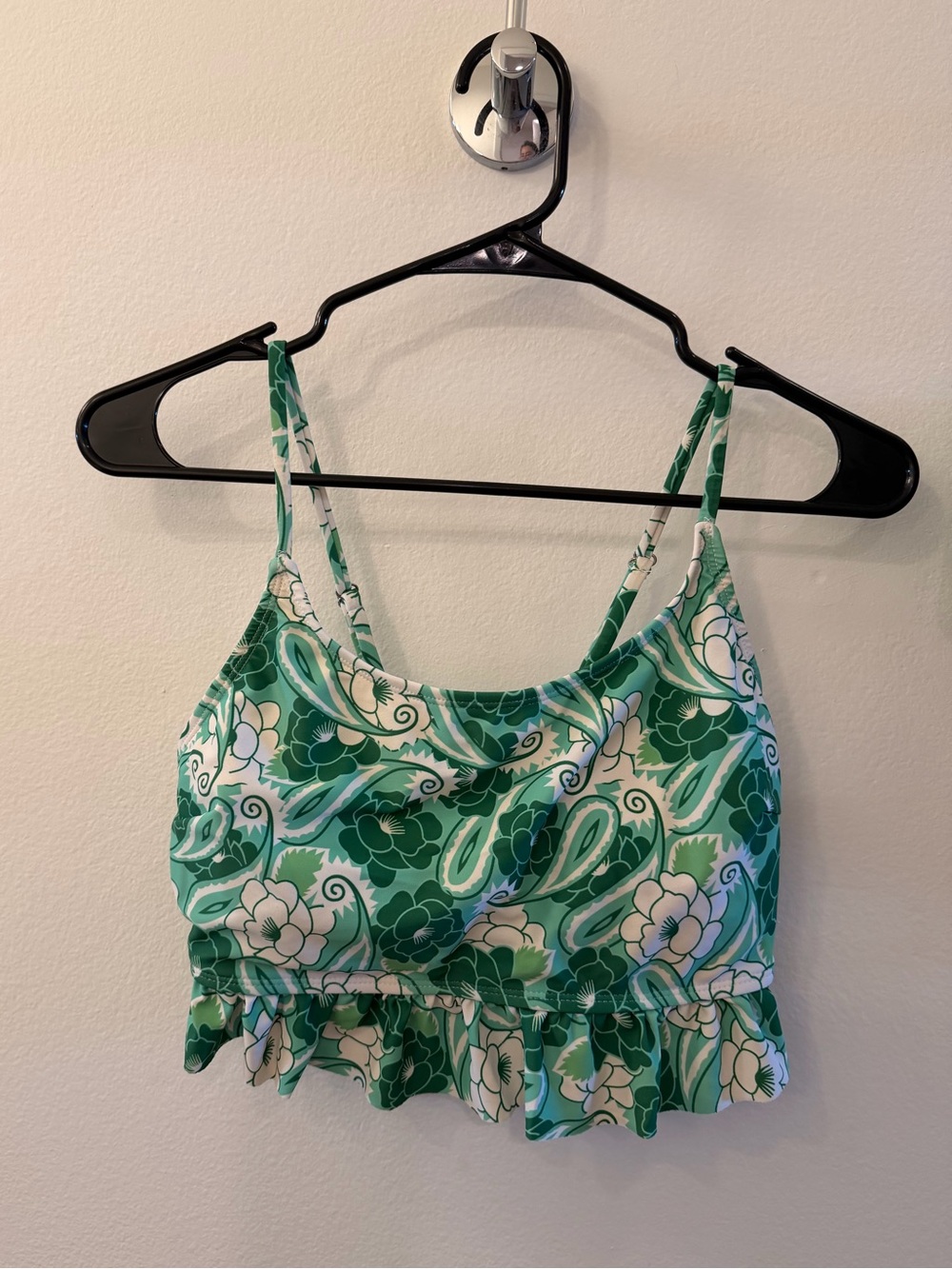 Green Floral Paisley Ruffle Bikini
